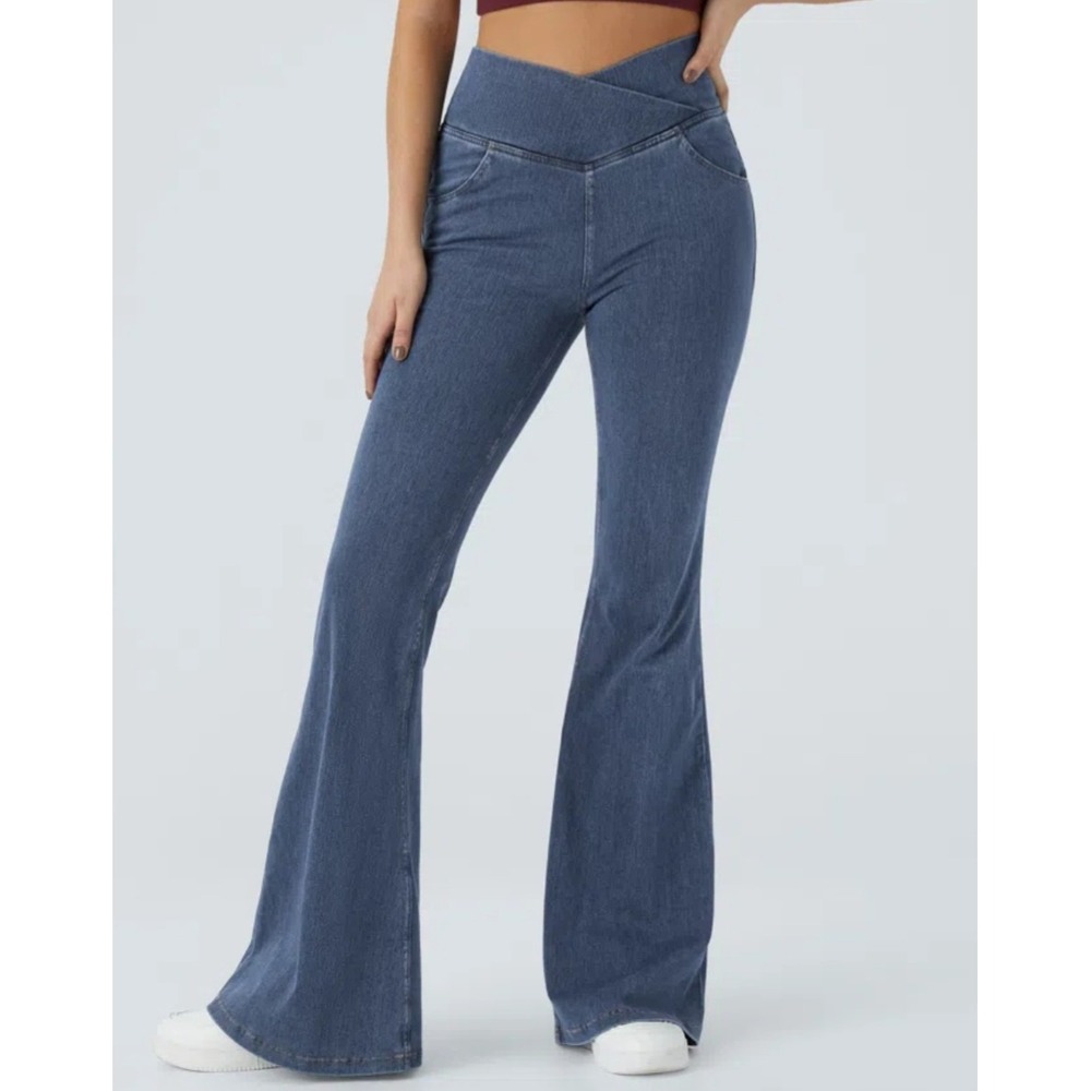 Halara Flex High Waisted Crossover Pocket Washed Casual Jeans XL Petite